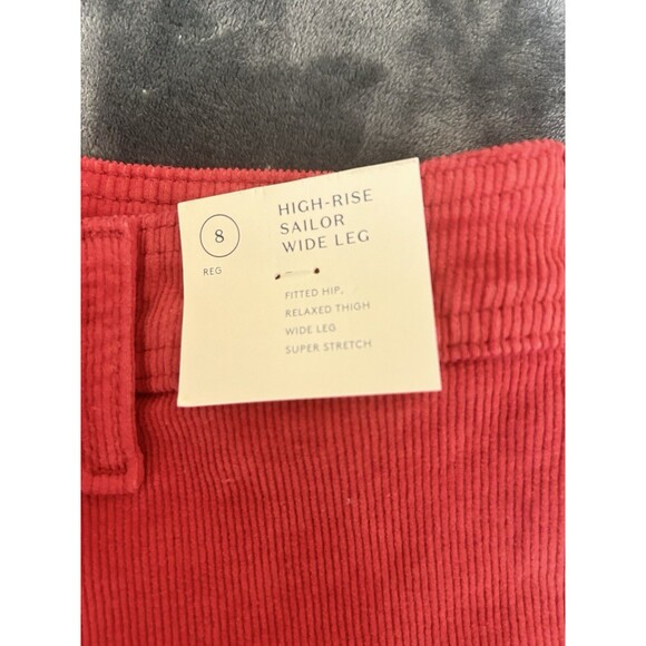 High Rise Sailor Wide Leg Womens Size 8 Corduroy Red Pants NWT - Picture 10 of 13